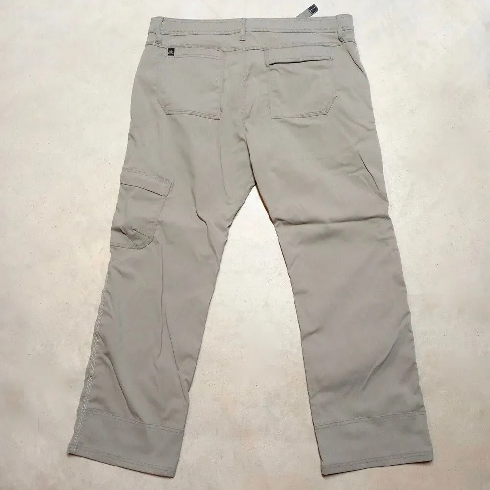 Prana Zion Hiking Pants Mens 38x30 Stretch Belted Vent Roll Up Snap Leg Cargo